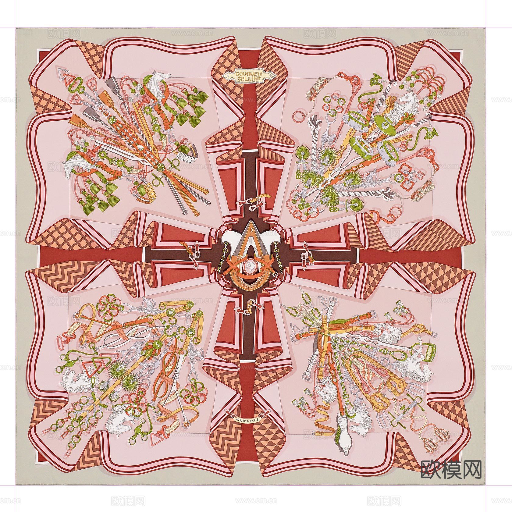 爱马仕丝巾印花图案手绘插画图集22下载
