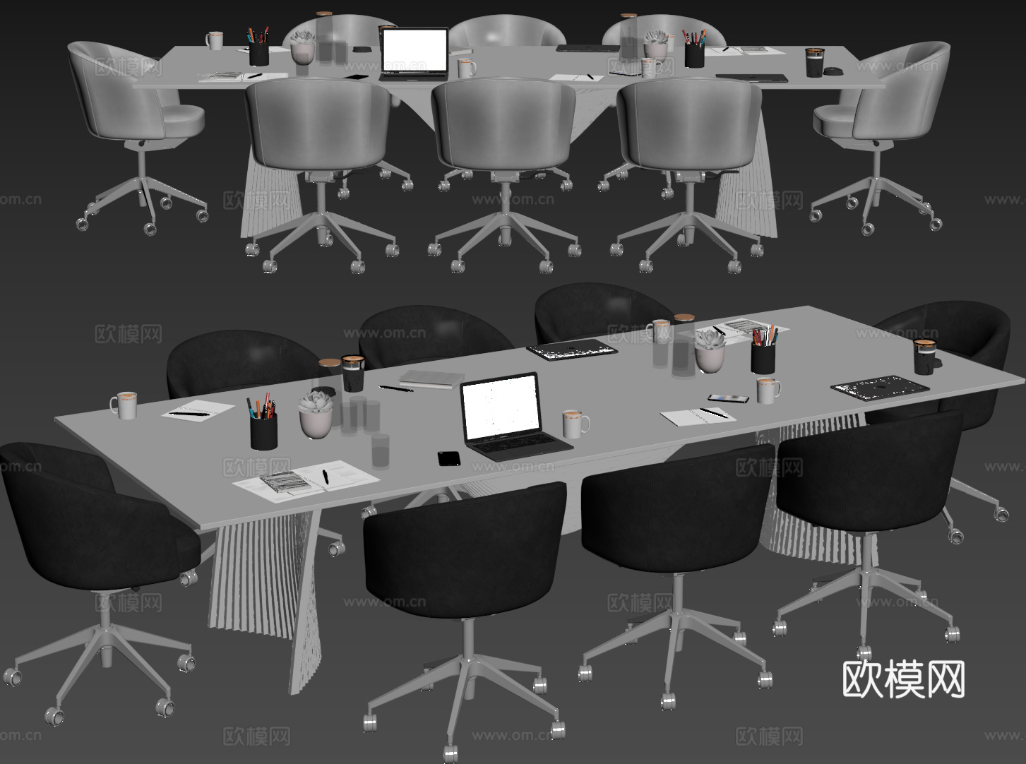 现代会议桌椅 洽谈桌椅 办公桌椅su模型