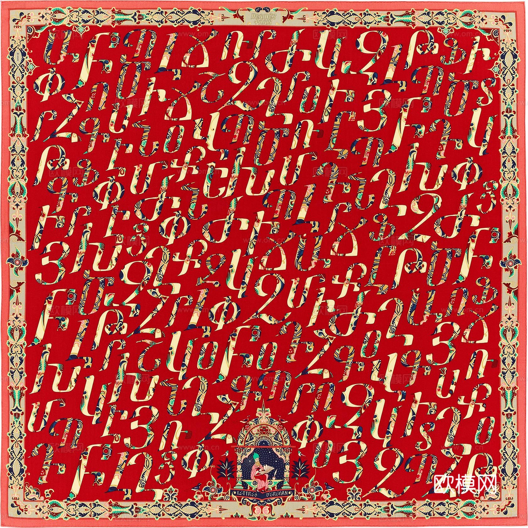 国外高端丝巾面料印花图案816下载