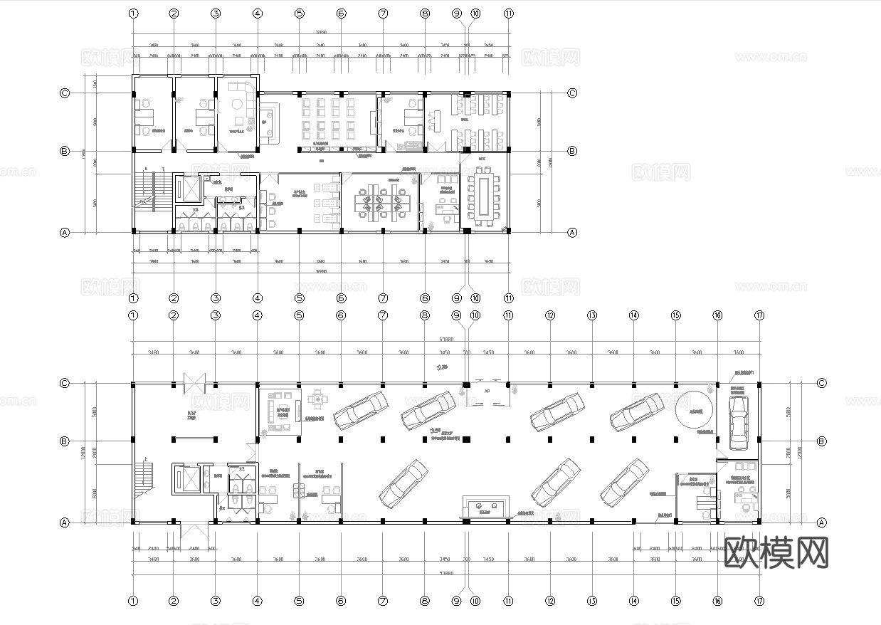 汽车4S店专卖店 最新平面施工图设计cad施工图