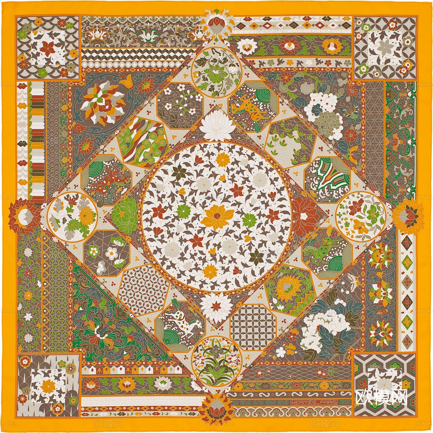 国外高端丝巾面料印花图案455下载