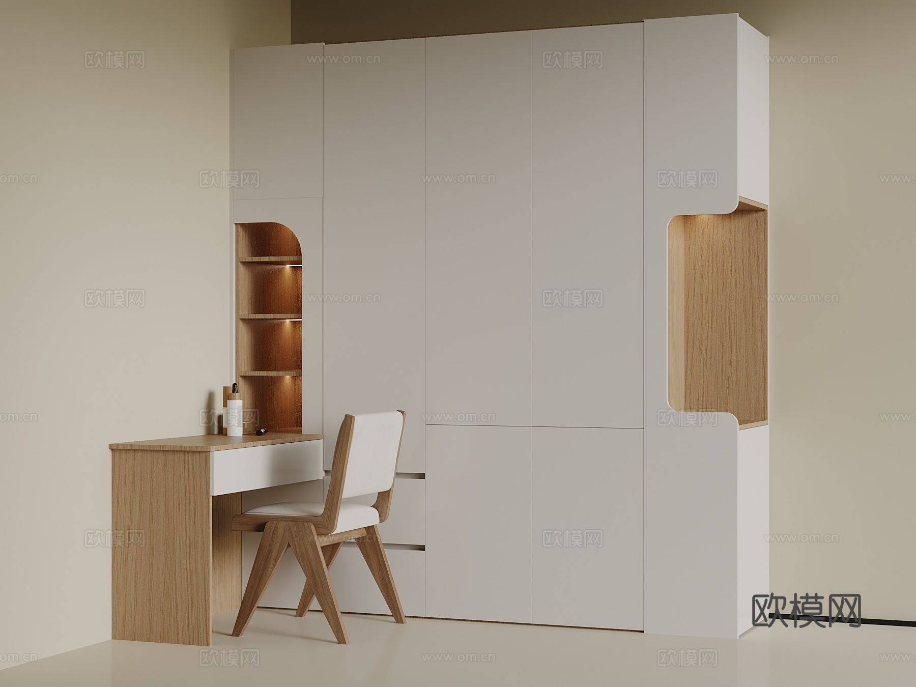 现代衣柜 书桌椅su模型