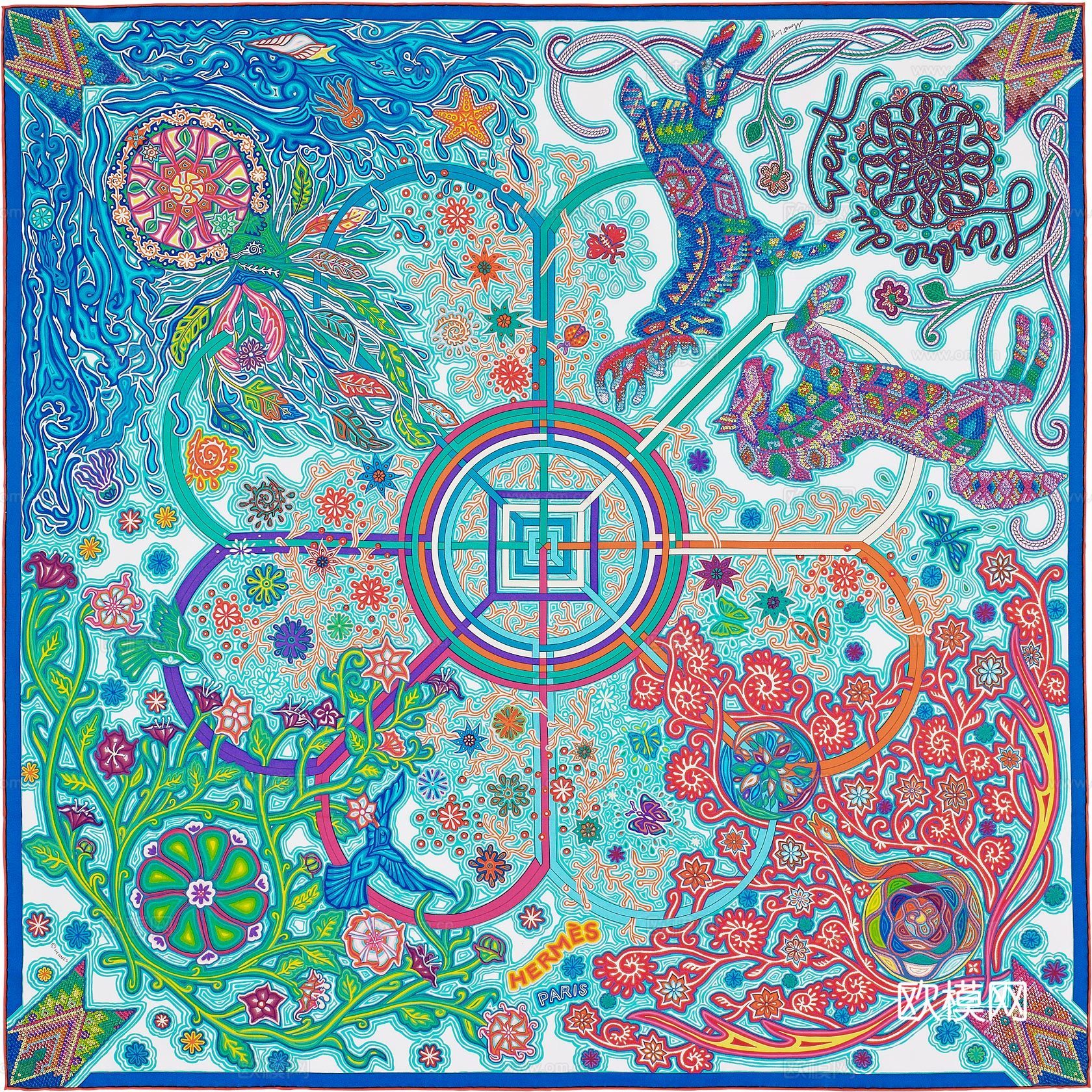 爱马仕丝巾印花图案手绘插画图集35下载