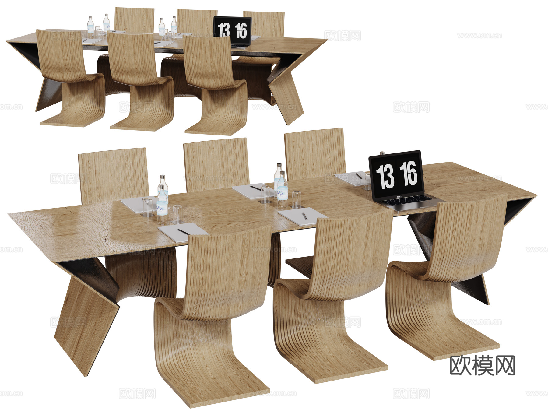 现代会议桌椅 洽谈桌椅 办公桌椅su模型