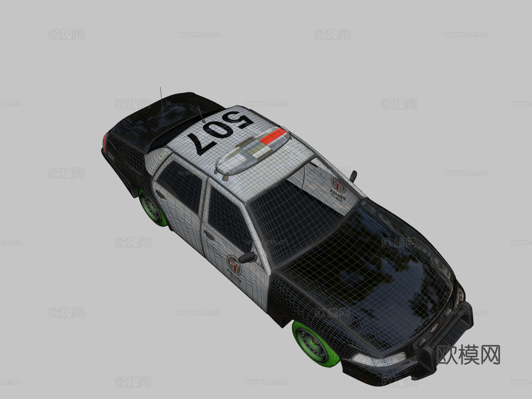 洛杉矶警察局警车3d模型下载（渲染图2）