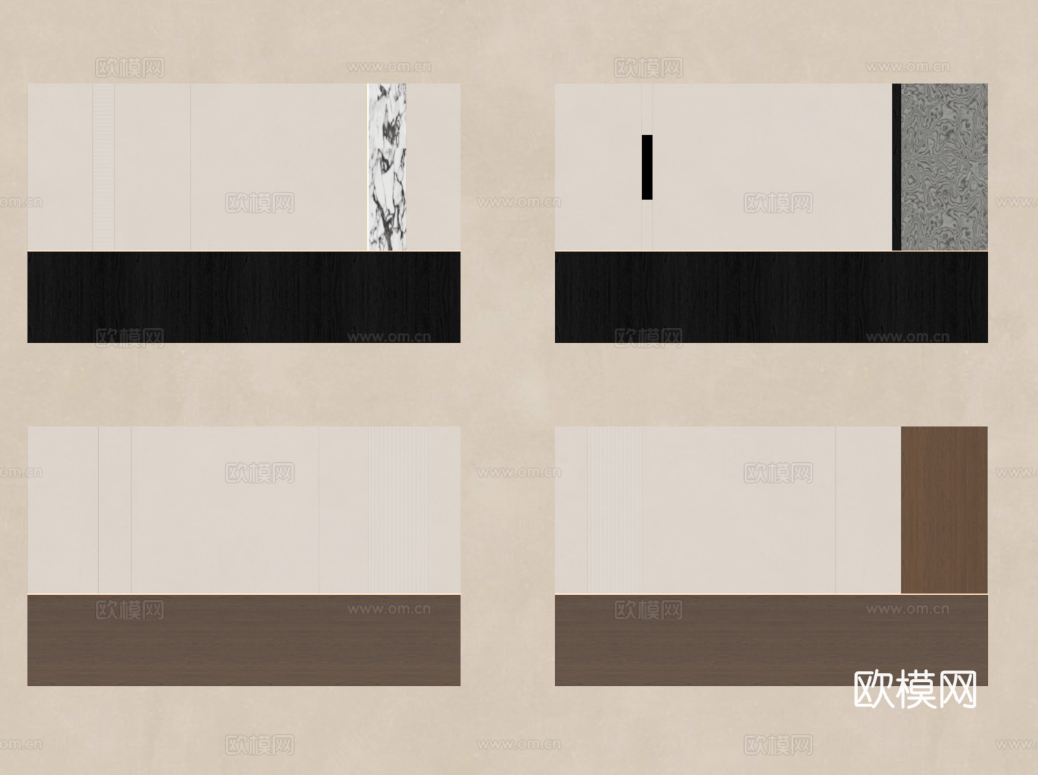 现代背景墙 床头背景墙su模型