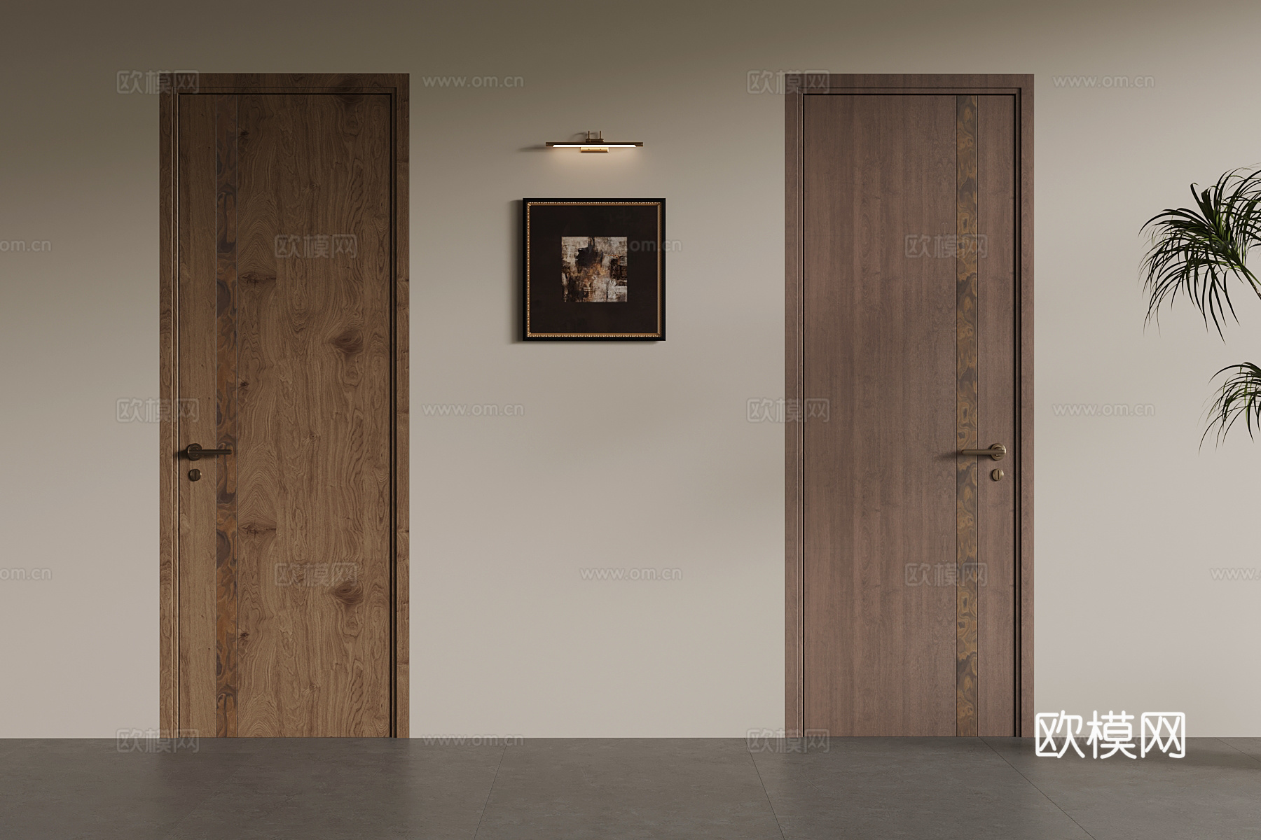 中古风单开门 室内门su模型