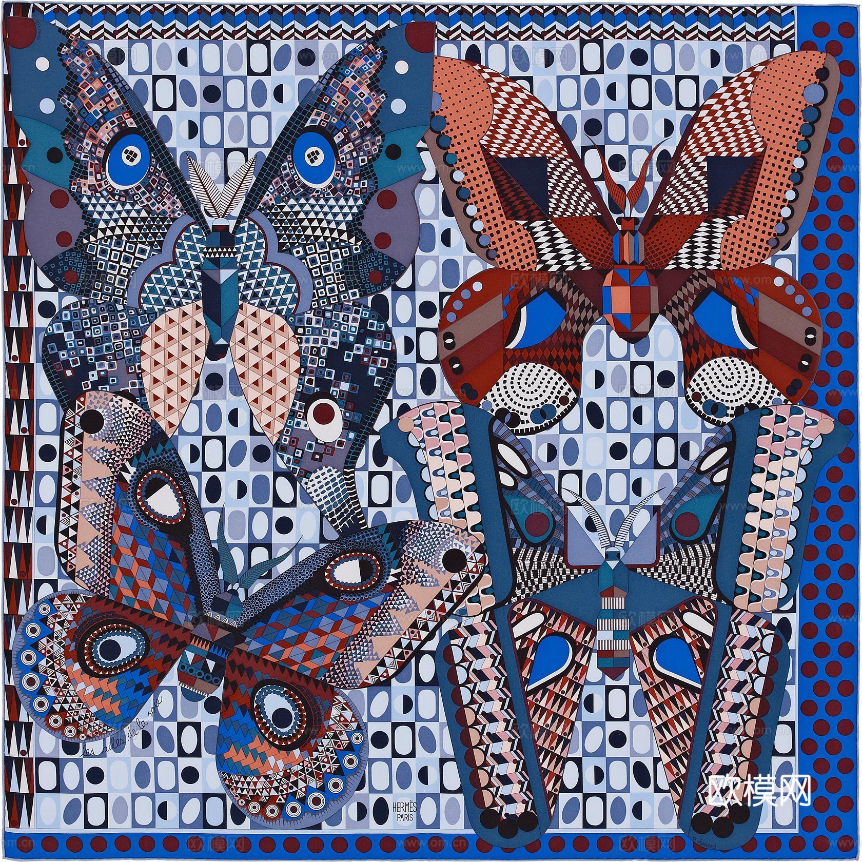 爱马仕丝巾印花图案手绘插画图集25下载