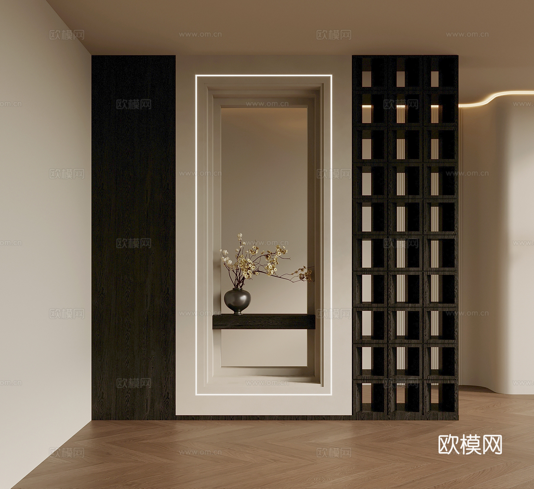 法式玄关 隔断su模型