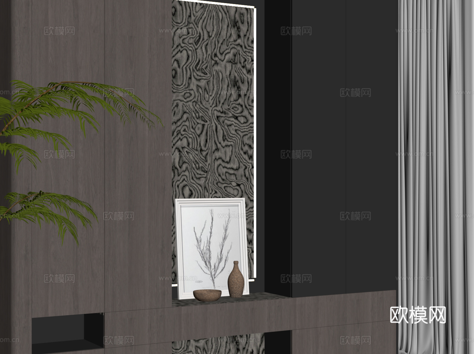 现代意式玄关柜 装饰柜su模型