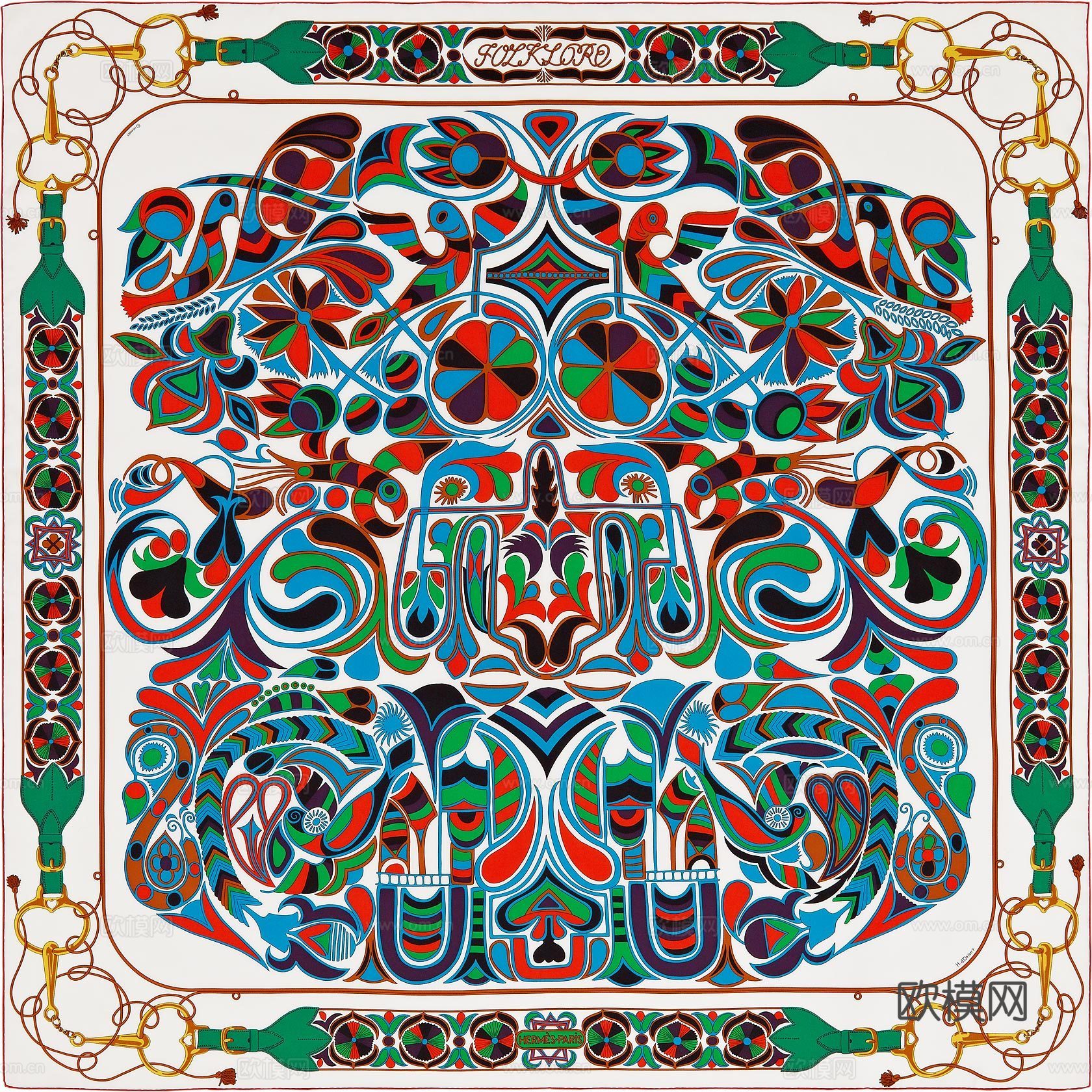 国外高端丝巾面料印花图案919