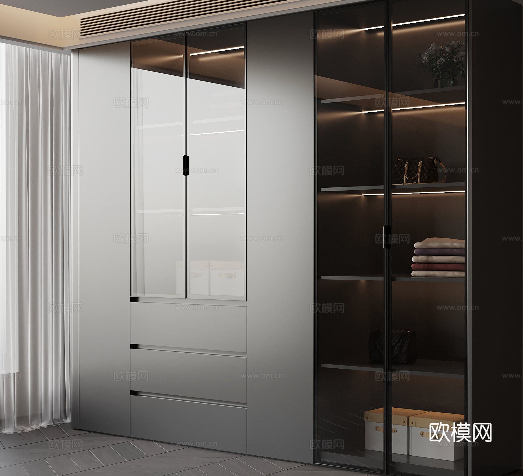 现代衣柜su模型