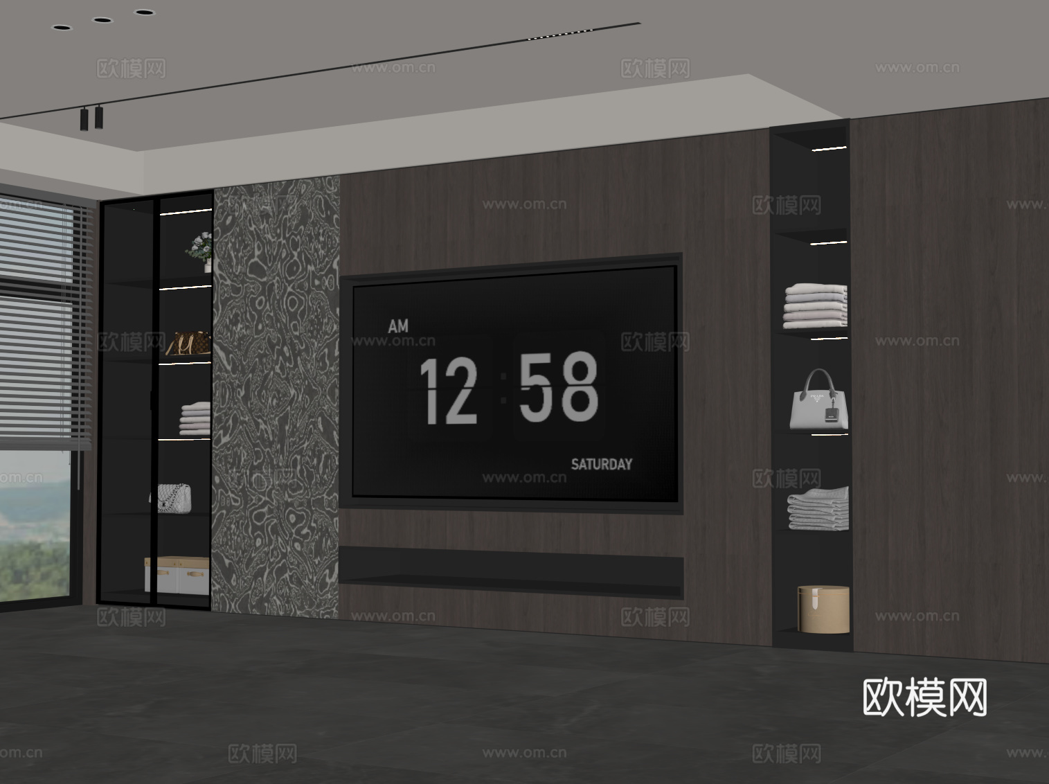 现代意式背景墙 电视背景墙su模型