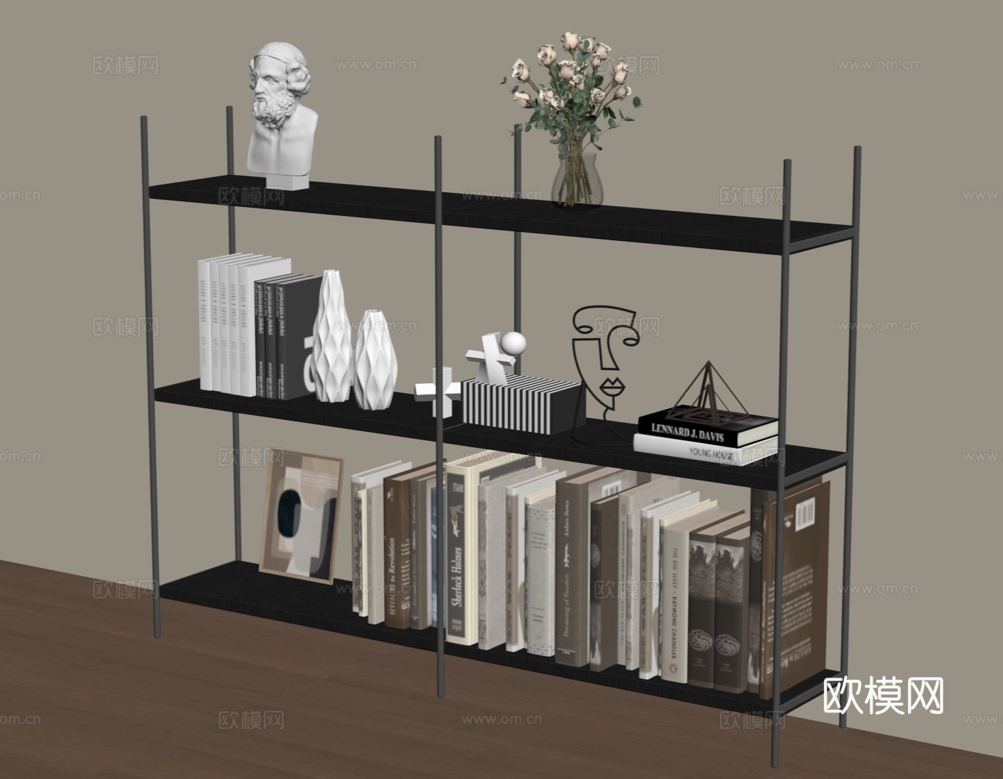 现代书架 置物架su模型