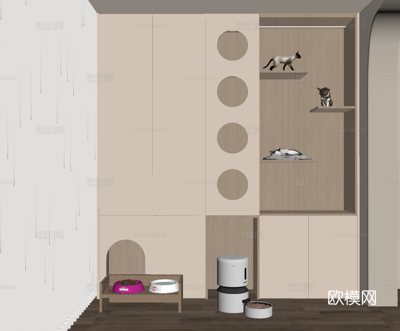 现代猫爬架 猫柜su模型