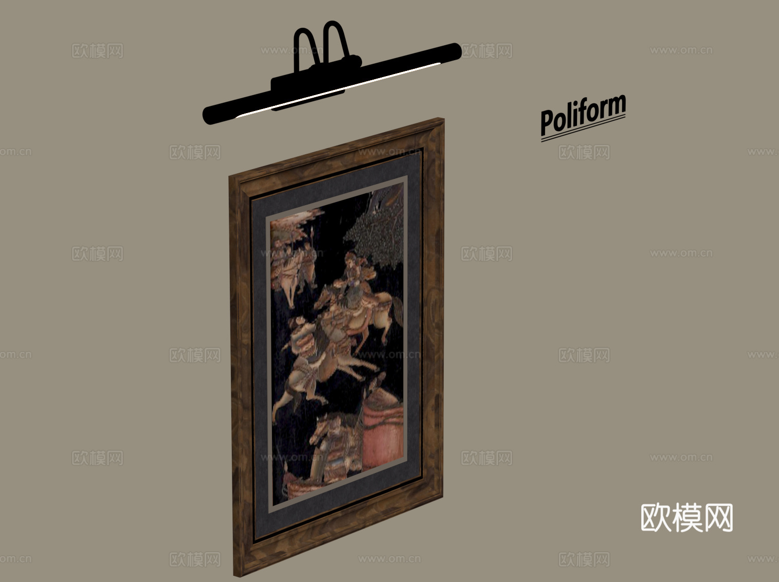 中古风挂画 客厅装饰画su模型