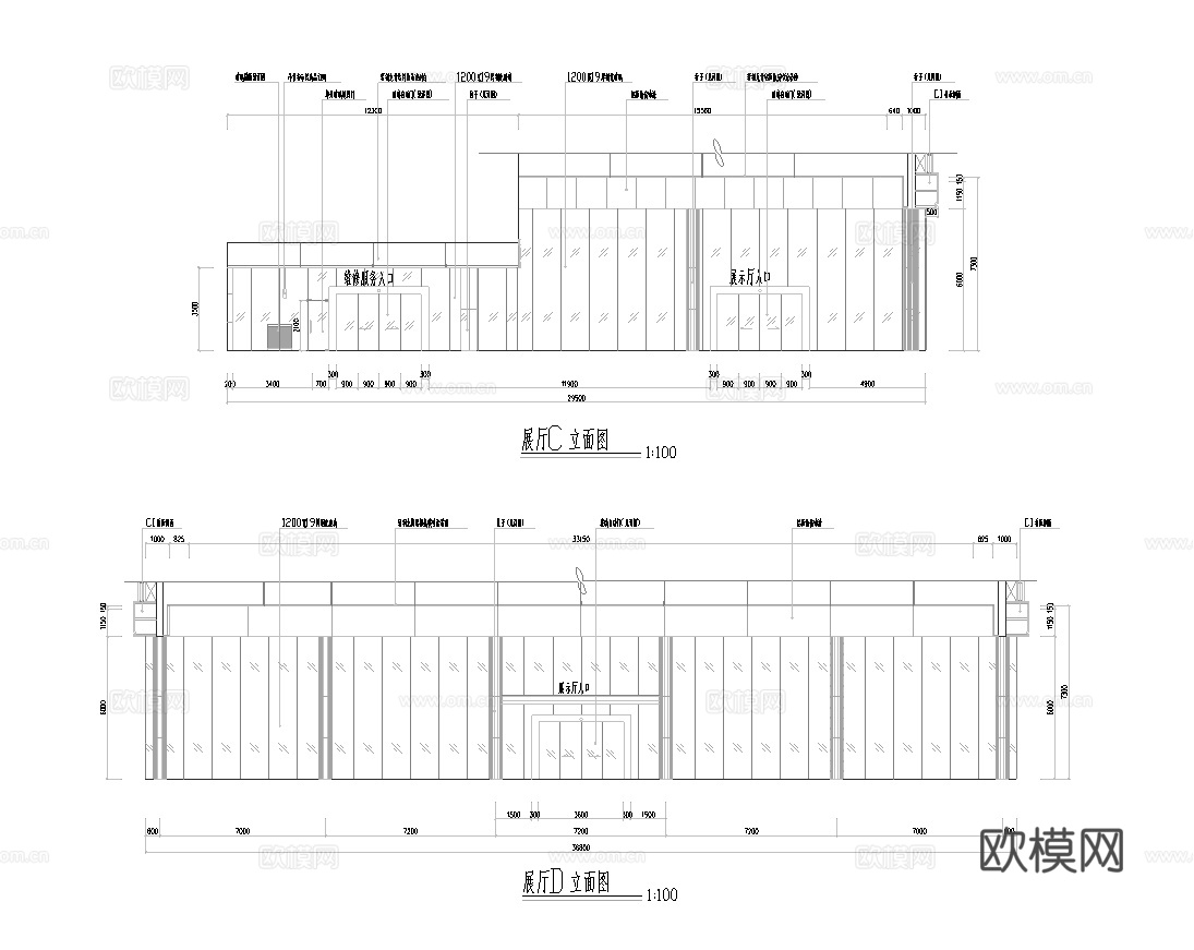 丰田汽车4S店专卖店 最新全套施工图设计cad施工图