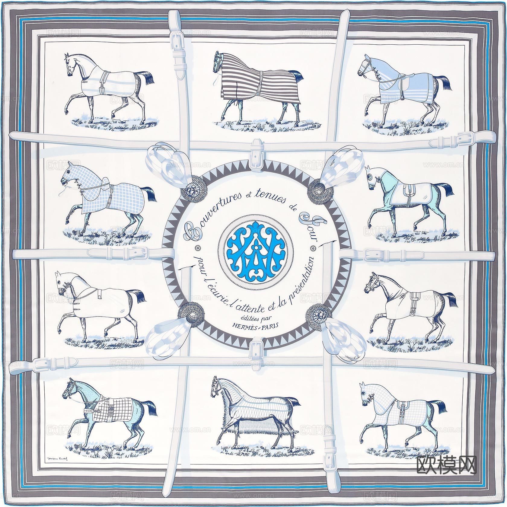 国外高端丝巾面料印花图案907