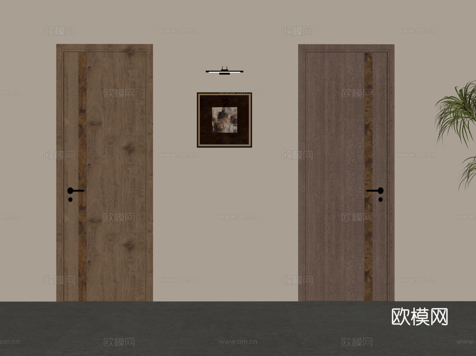 中古风单开门 室内门su模型