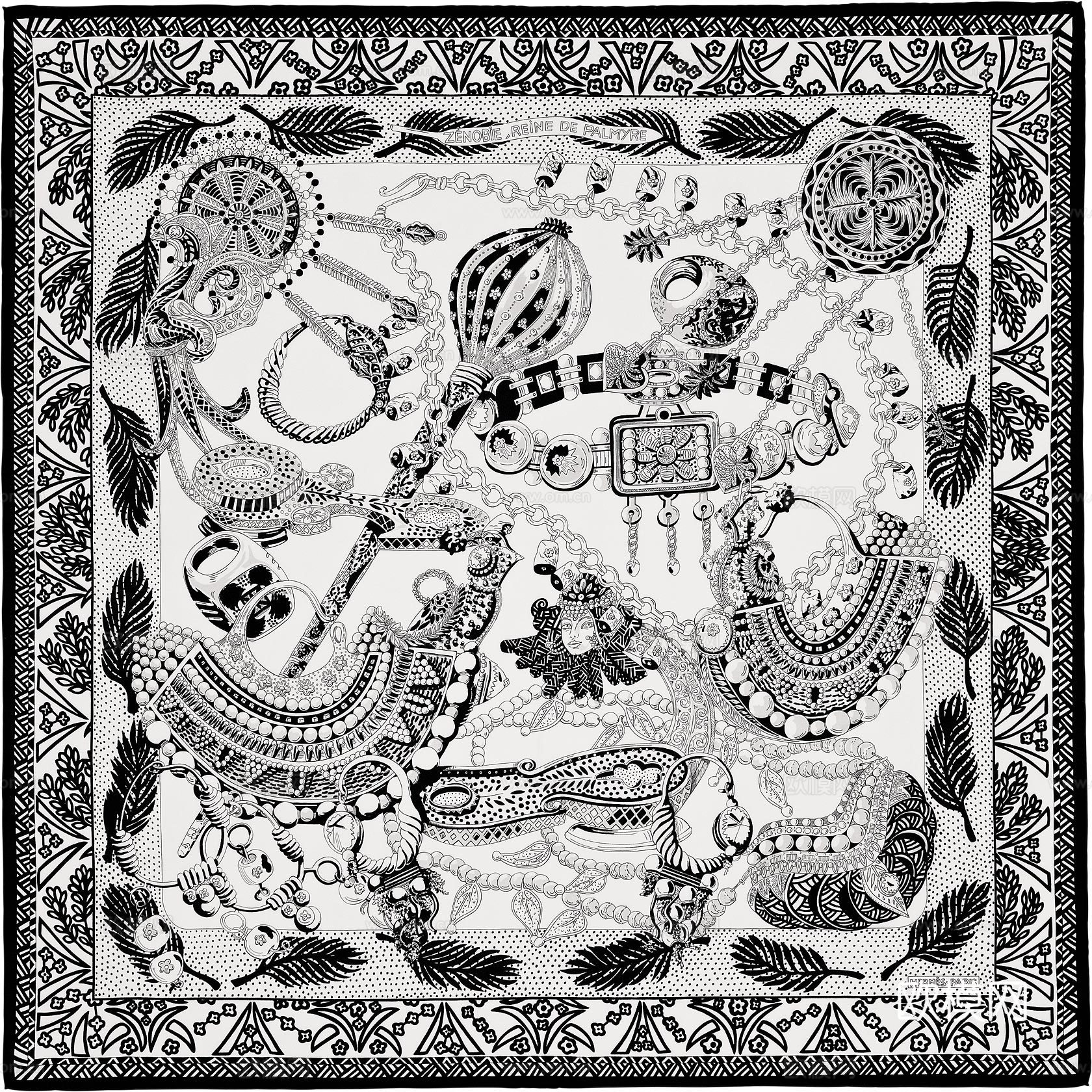 爱马仕丝巾印花图案手绘插画图集29下载