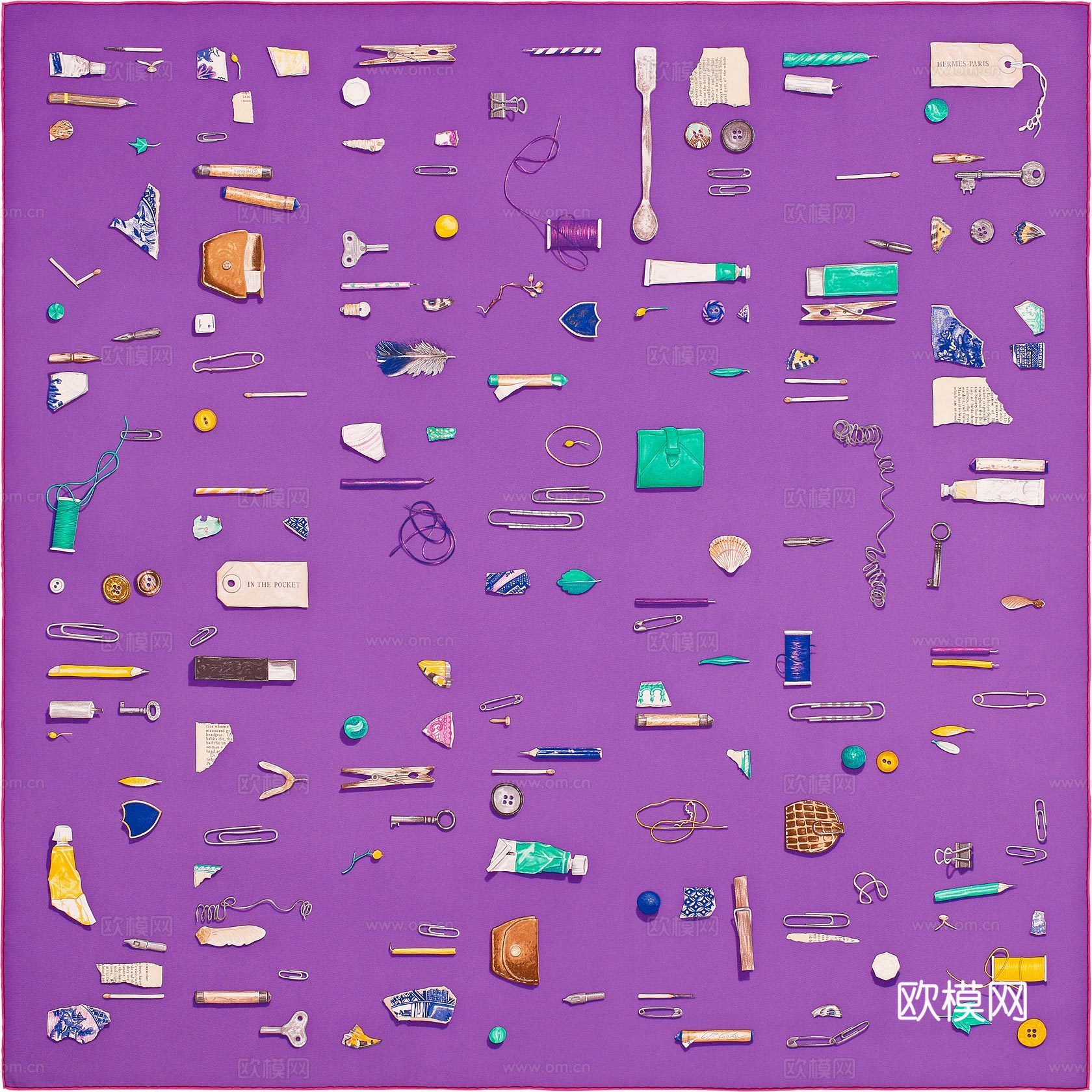 爱马仕丝巾印花图案手绘插画图集5下载