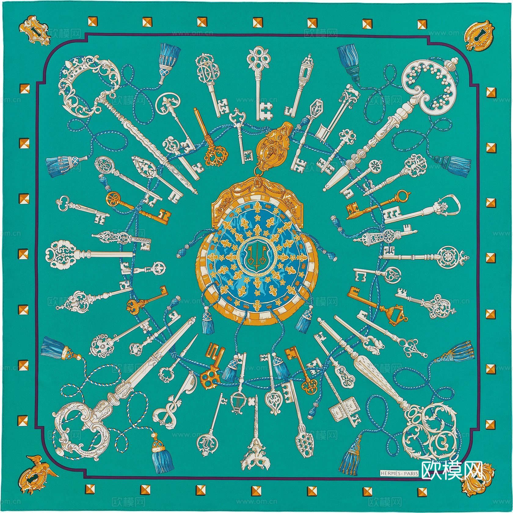 国外高端丝巾面料印花图案973