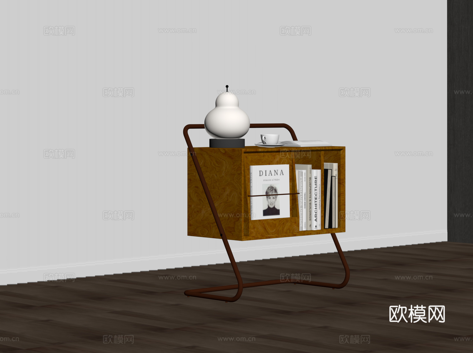 现代中古风边几 边柜su模型