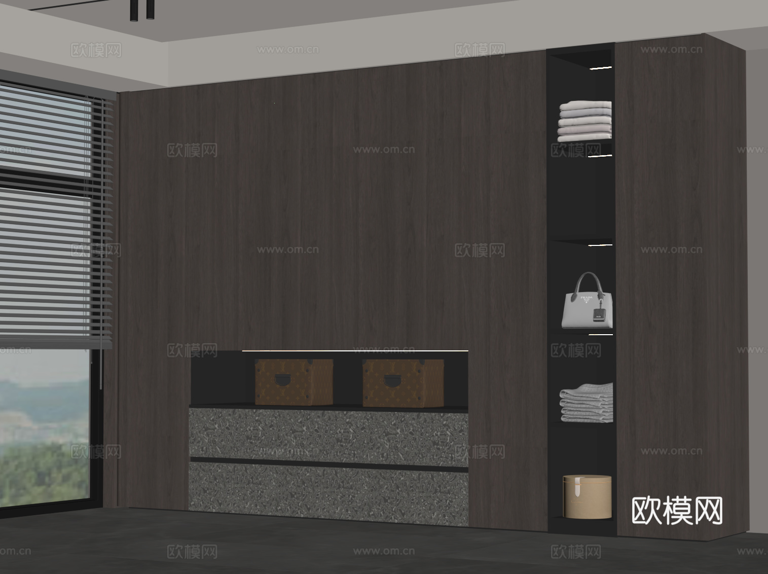 现代意式衣柜 成品衣柜su模型