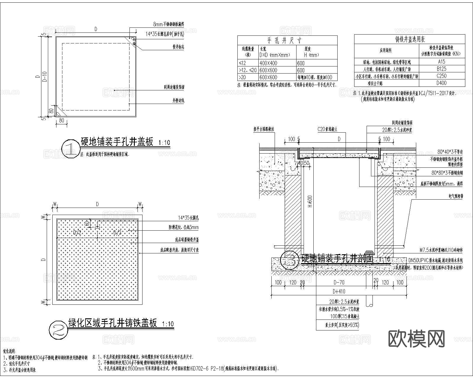 手孔井节点 手孔井详图 手孔井做法 手孔井大样图 电井 人井cad施工图