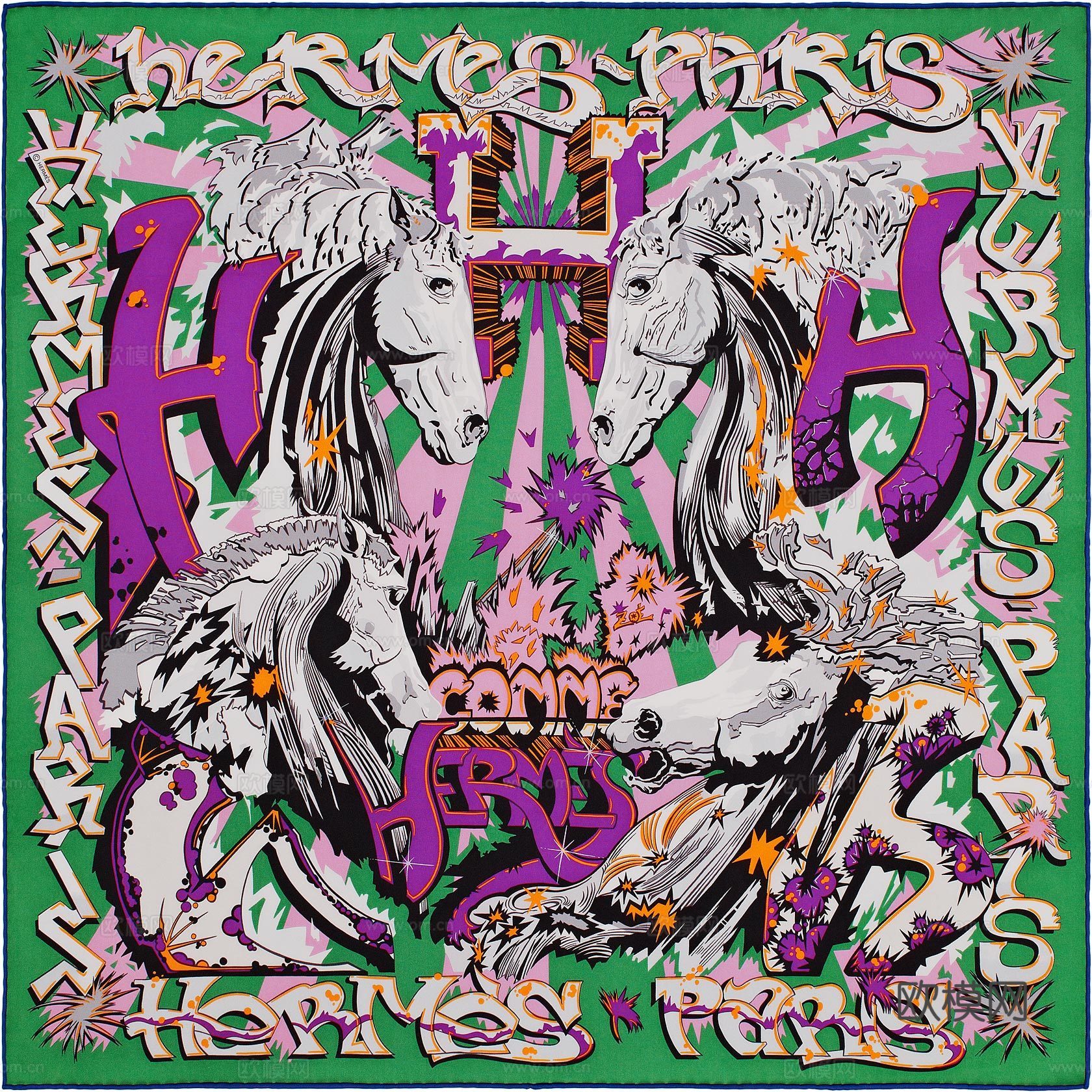 国外高端丝巾面料印花图案731下载