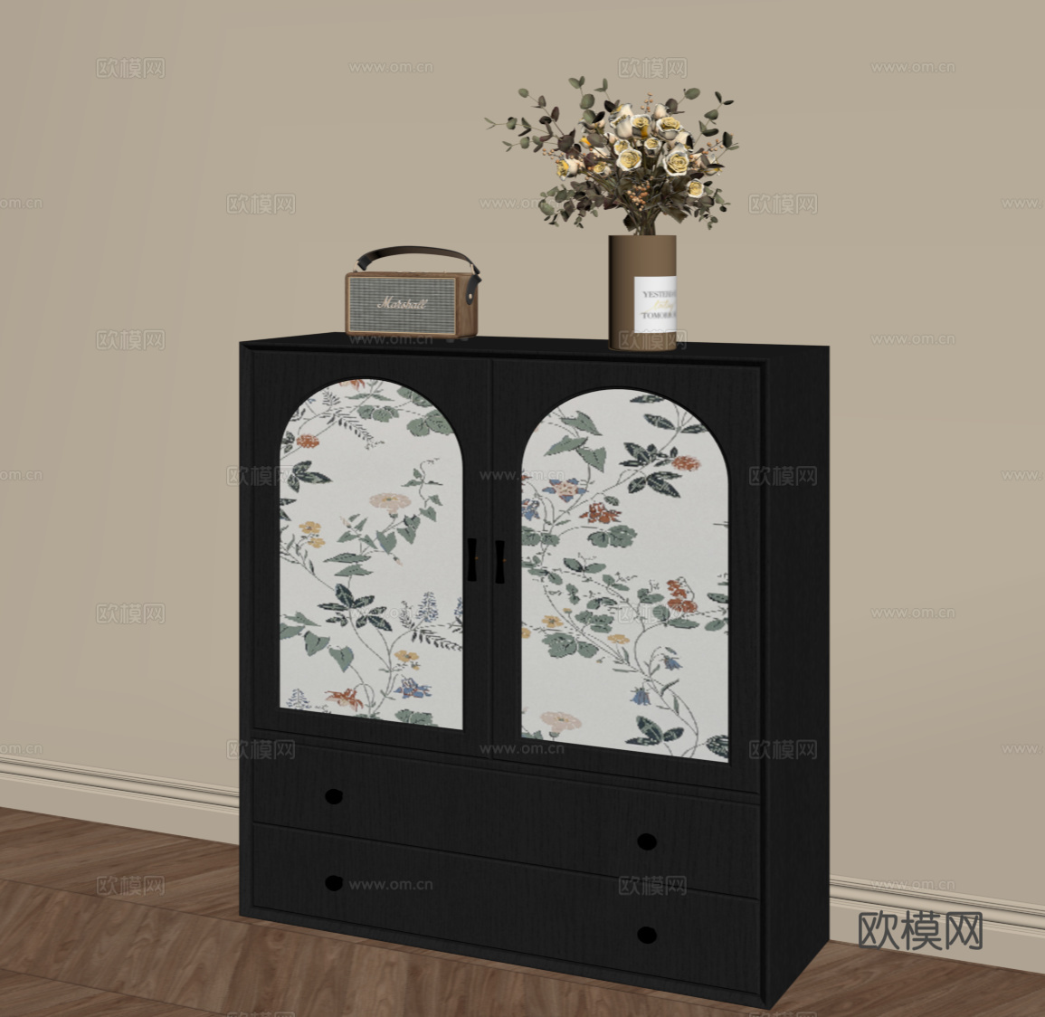 法式复古边柜 玄关柜su模型