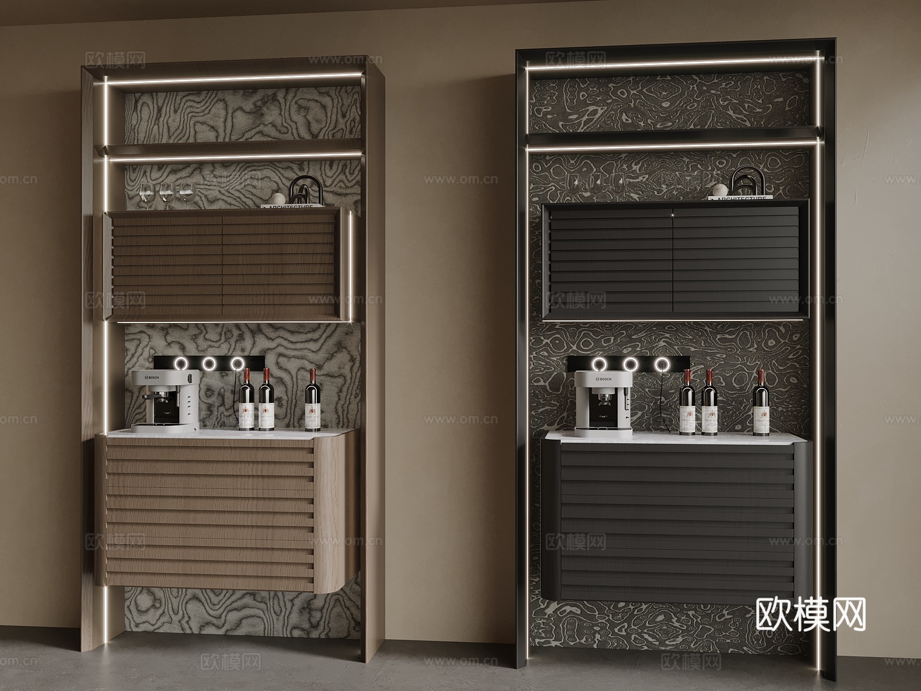 中古风边柜 餐边柜 备餐柜su模型