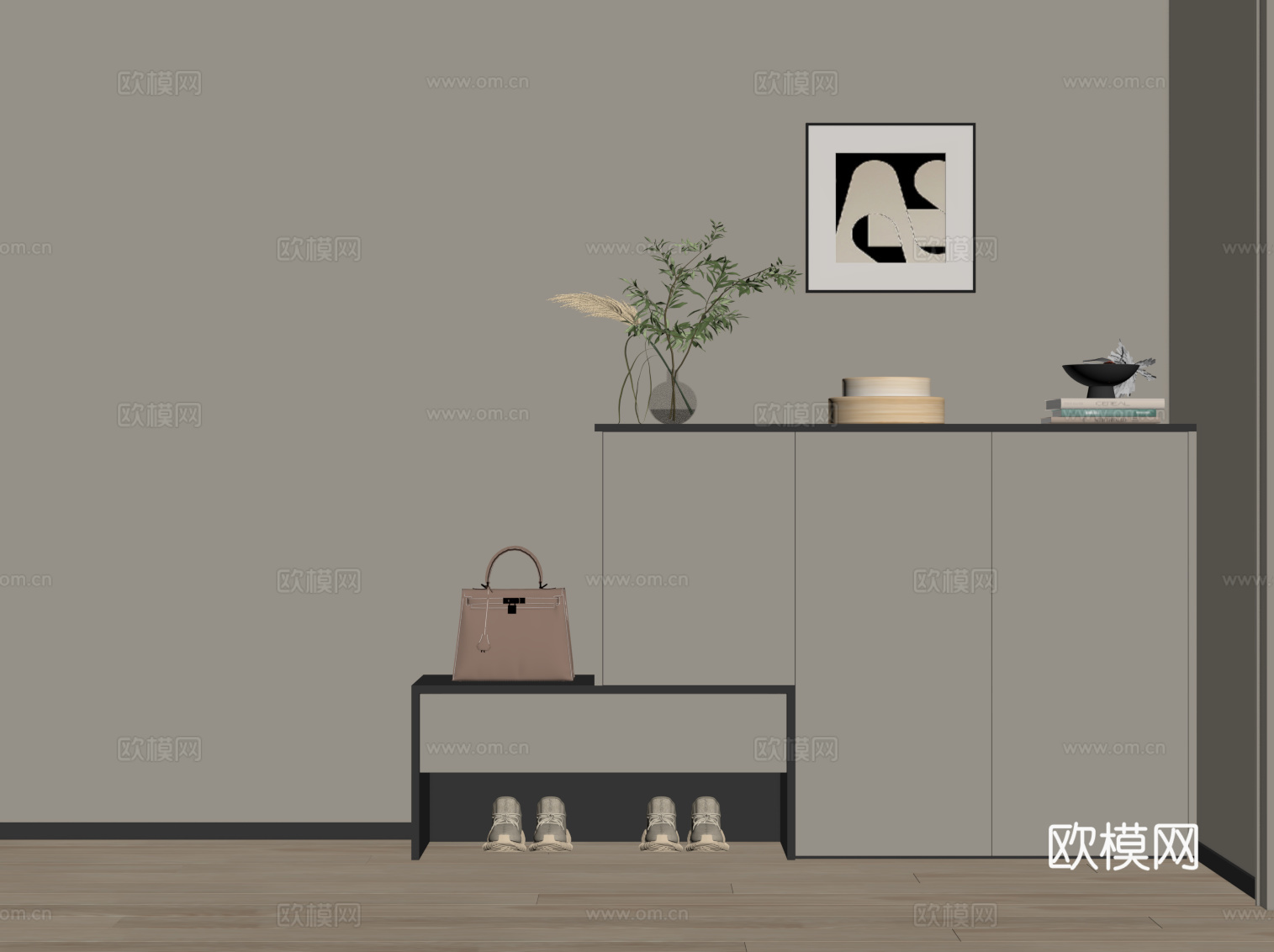 现代鞋柜 玄关柜su模型