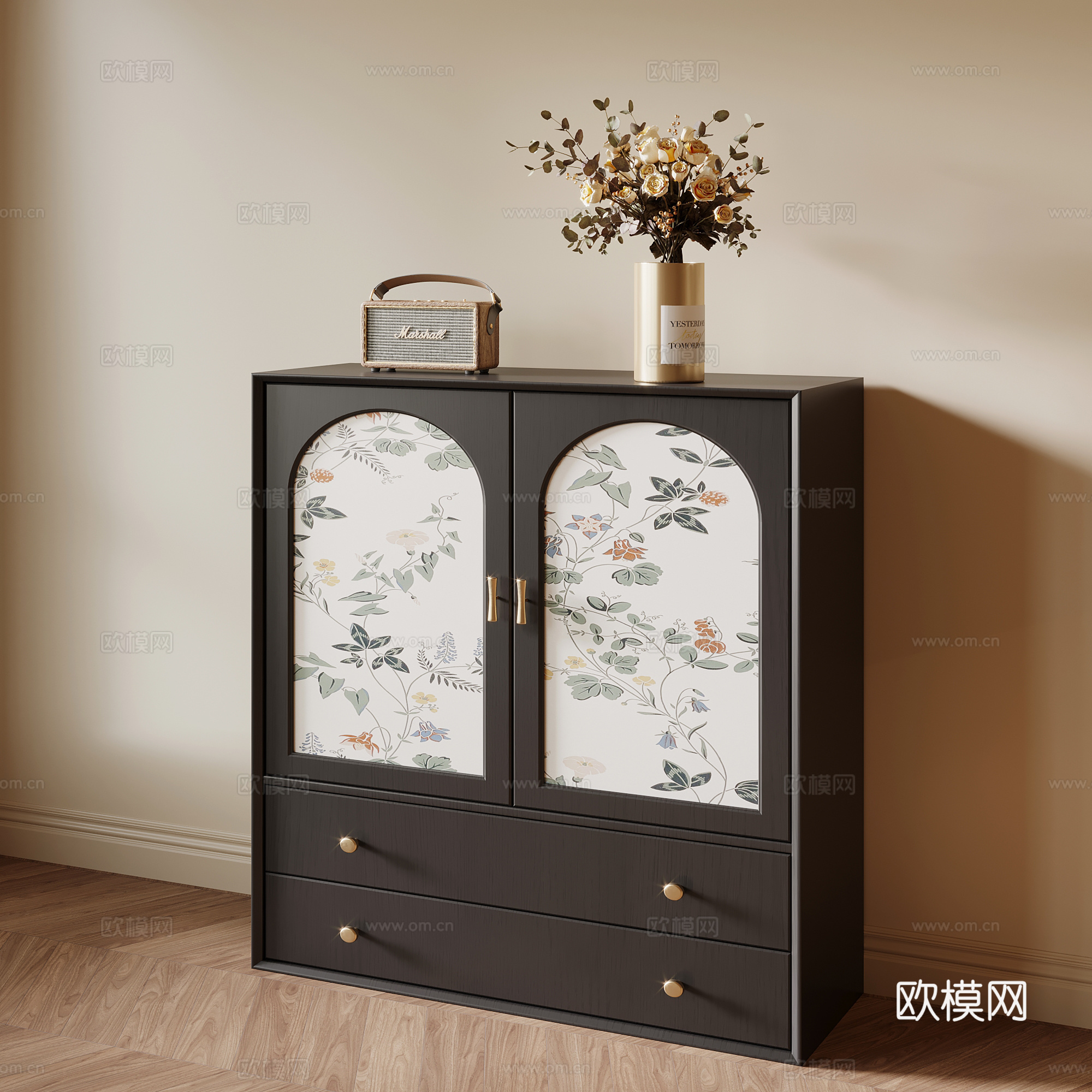 法式复古边柜 玄关柜su模型