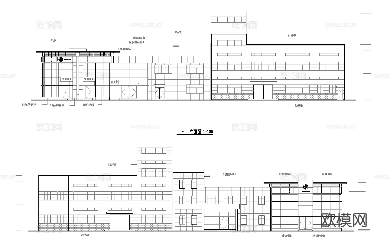 别克汽车4S店专卖店 最新全套施工图设计cad施工图