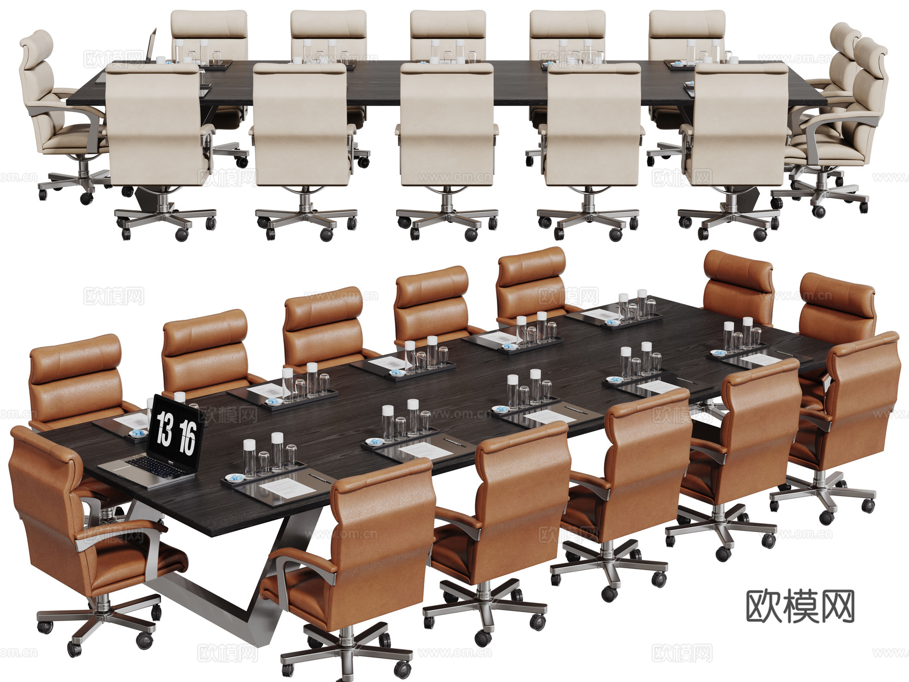 现代会议桌椅 洽谈桌椅 办公桌椅su模型