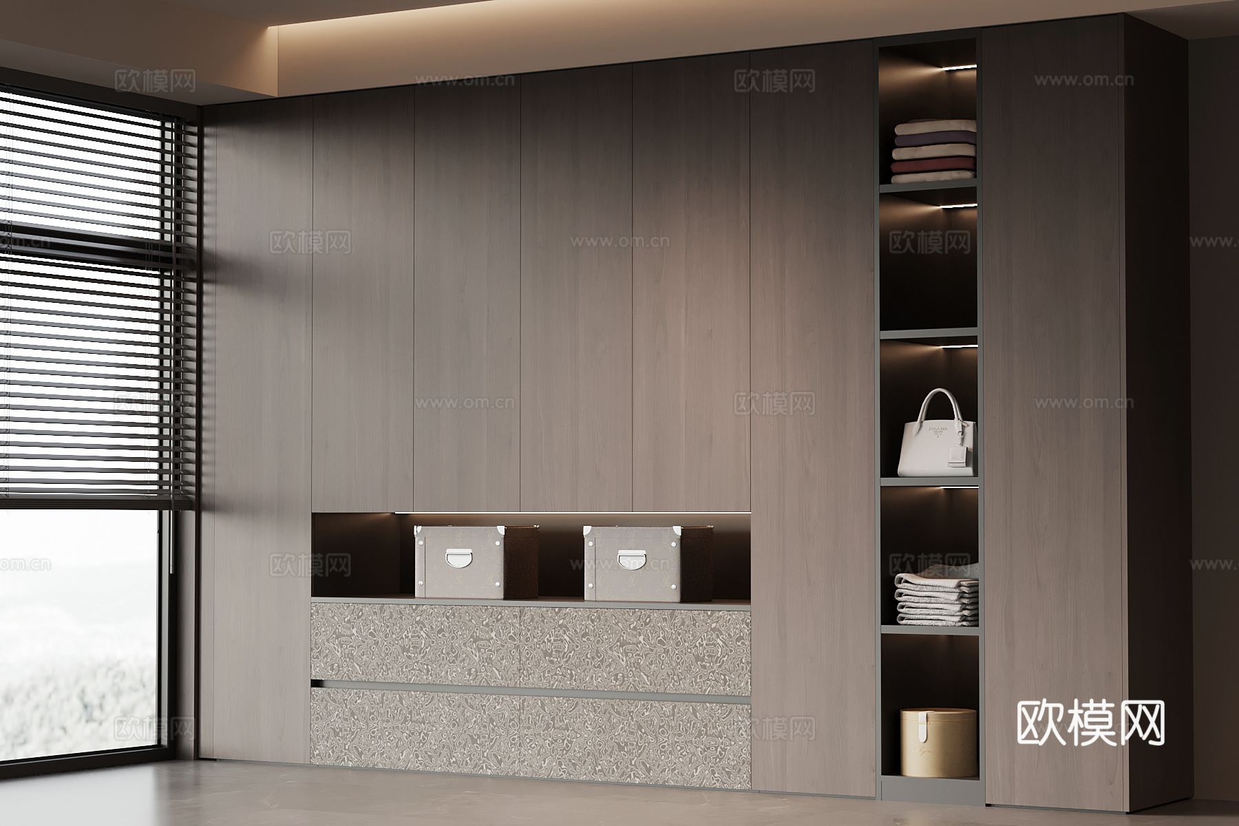 现代意式衣柜 成品衣柜su模型