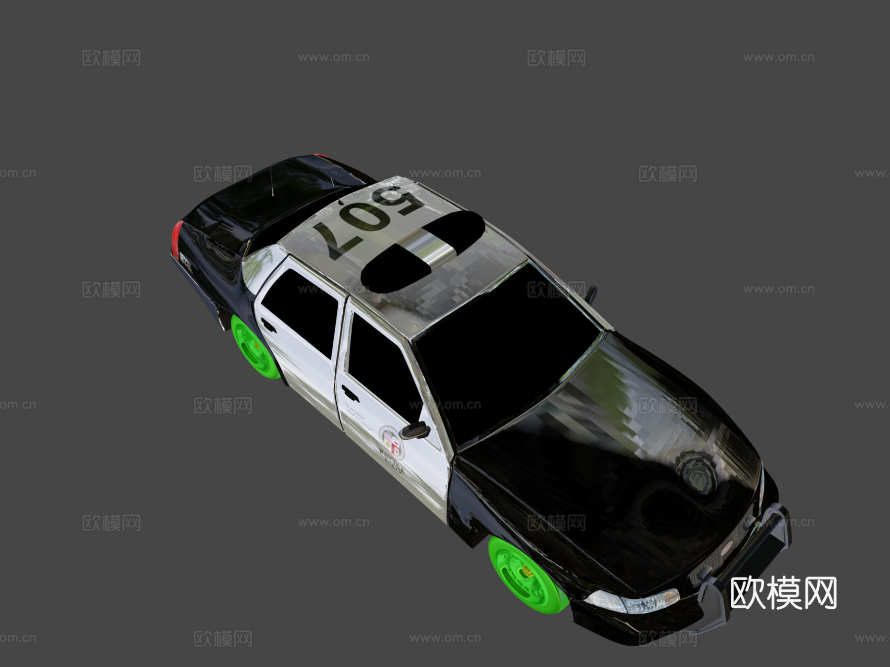 洛杉矶警察局警车3d模型下载（渲染图1）