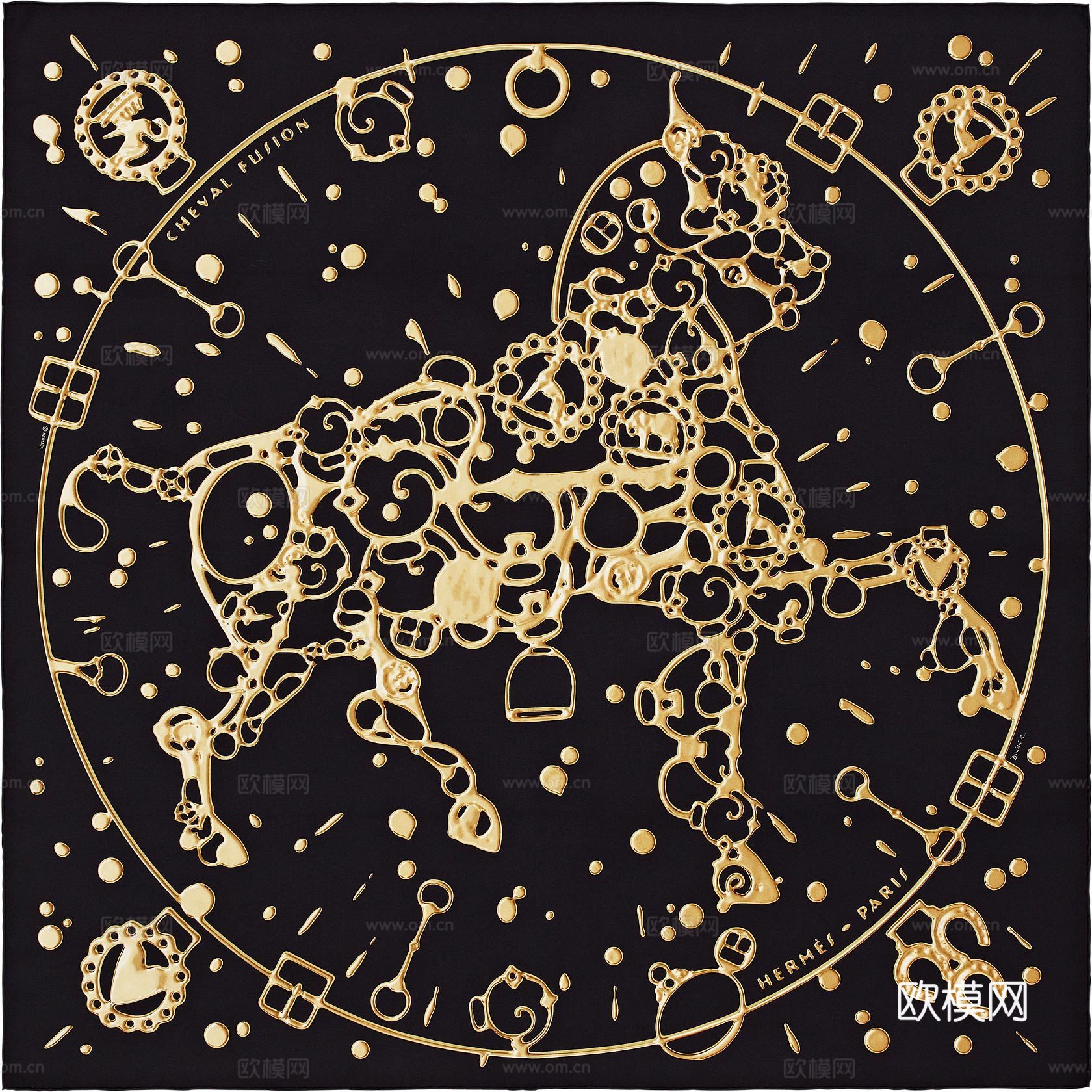 爱马仕丝巾印花图案手绘插画图集27下载