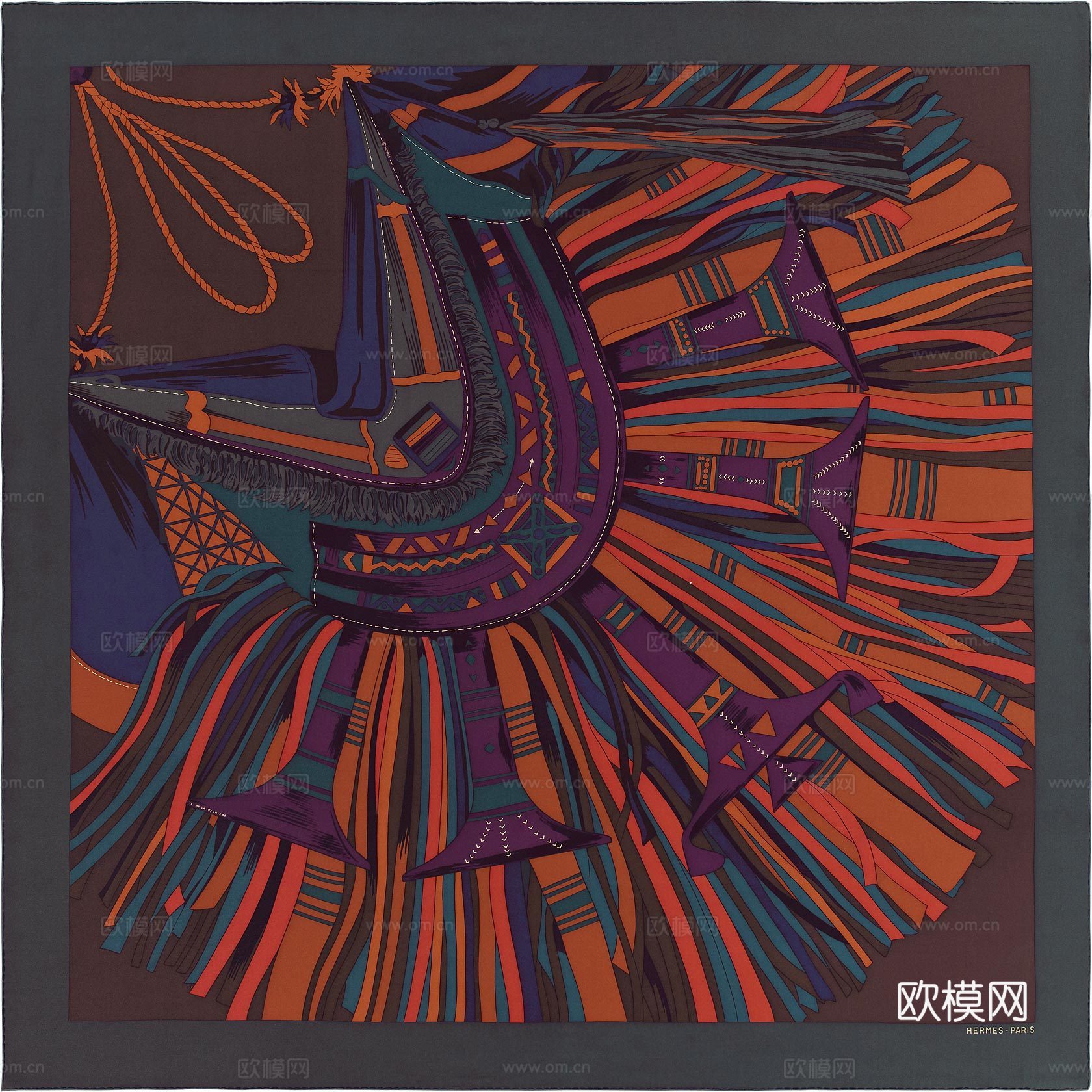 国外高端丝巾面料印花图案980