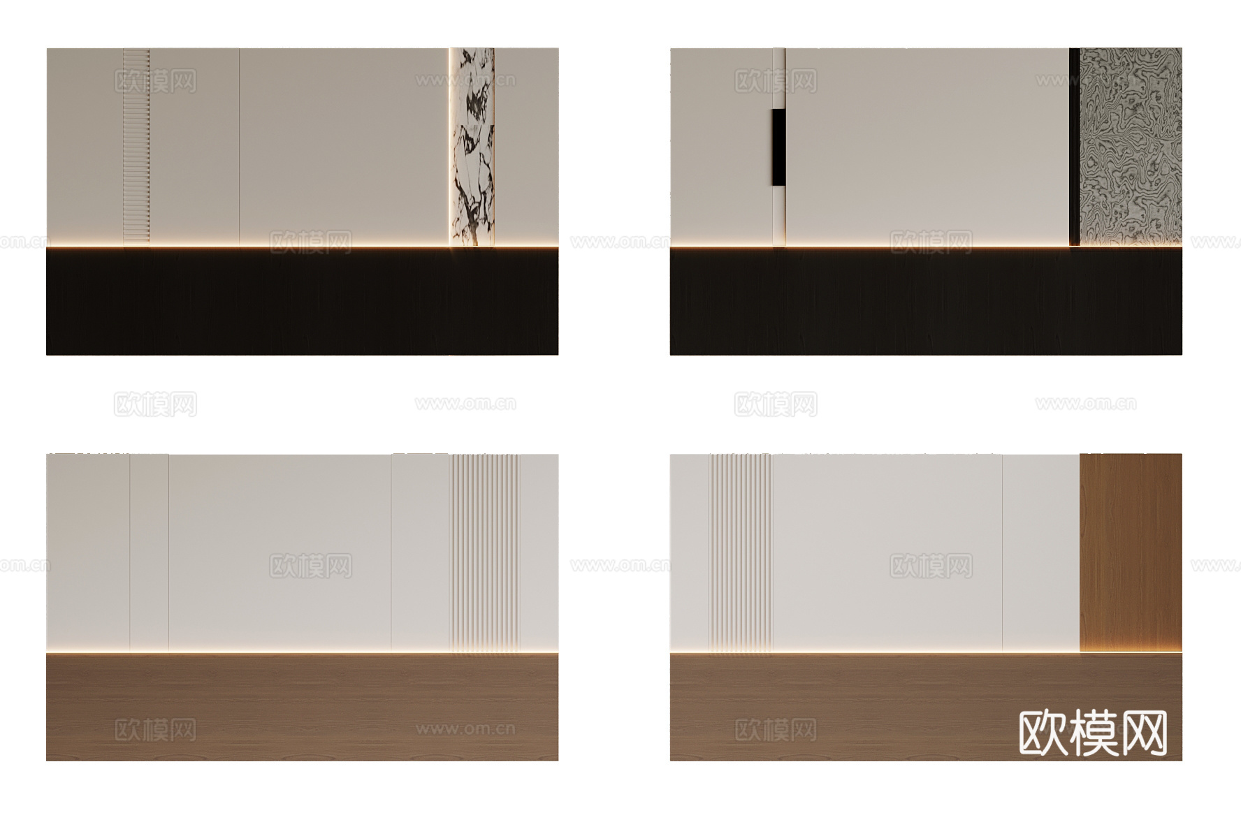 现代背景墙 床头背景墙su模型