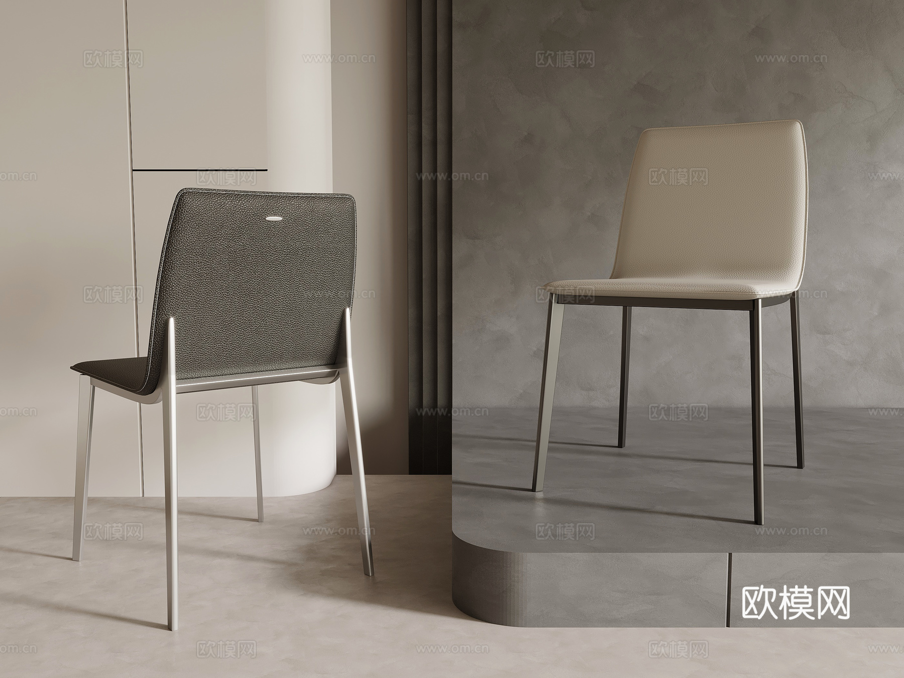 现代意式餐椅 单椅 休闲椅su模型su模型