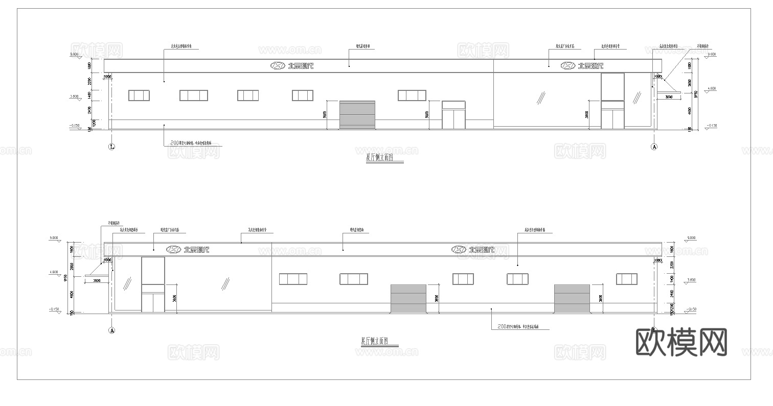 现代汽车4S专卖店 最新全套施工图设计cad施工图cad施工图