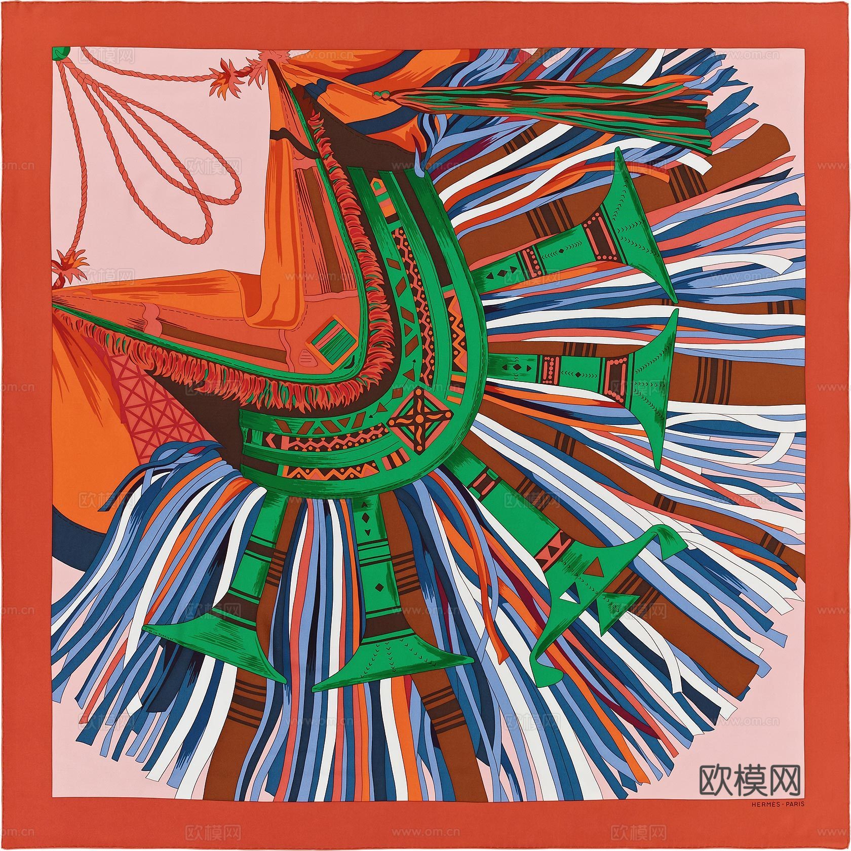 国外高端丝巾面料印花图案982