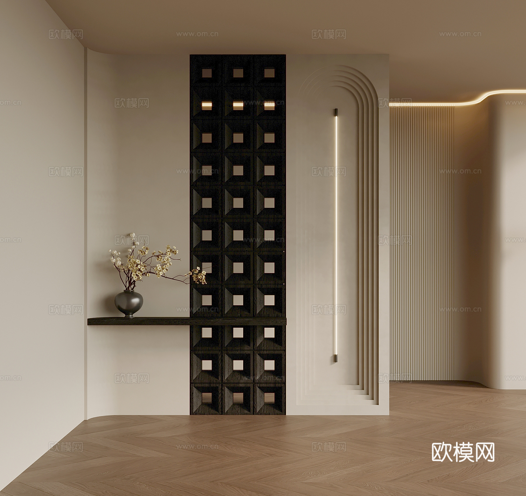 法式玄关 隔断su模型