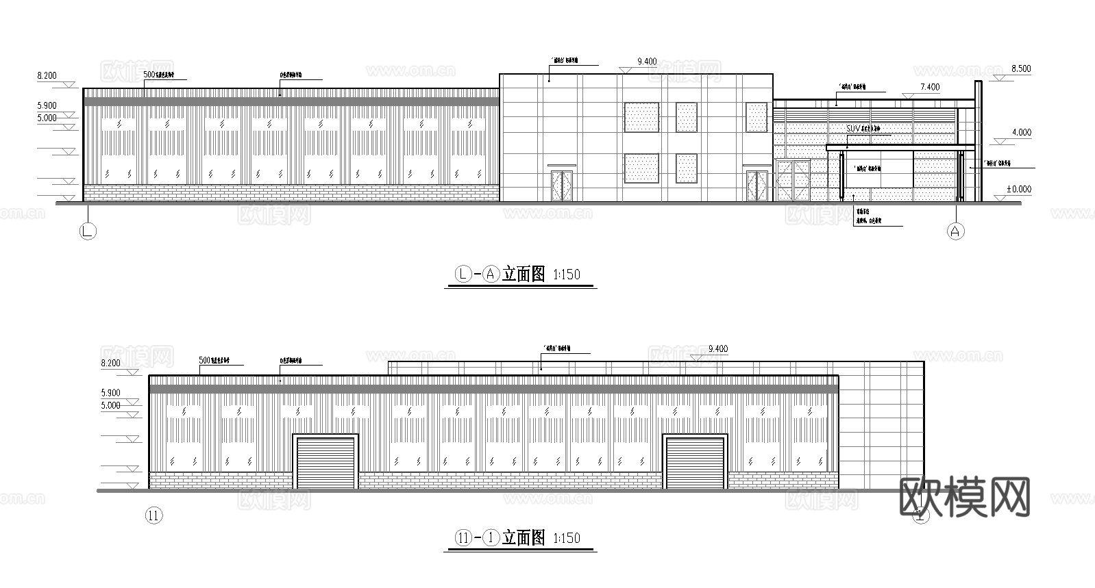 福特汽车4S店专卖店 最新全套施工图设计cad施工图