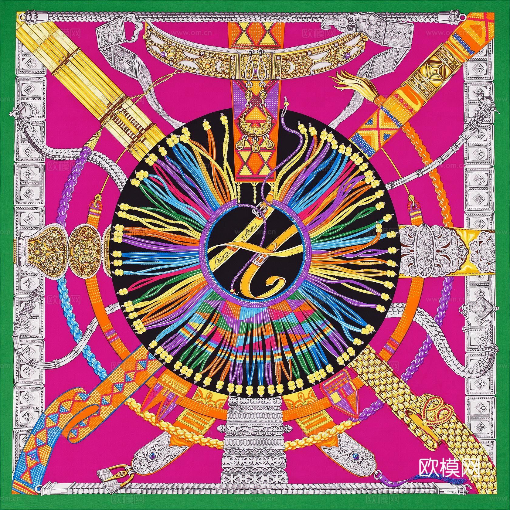 国外高端丝巾面料印花图案937