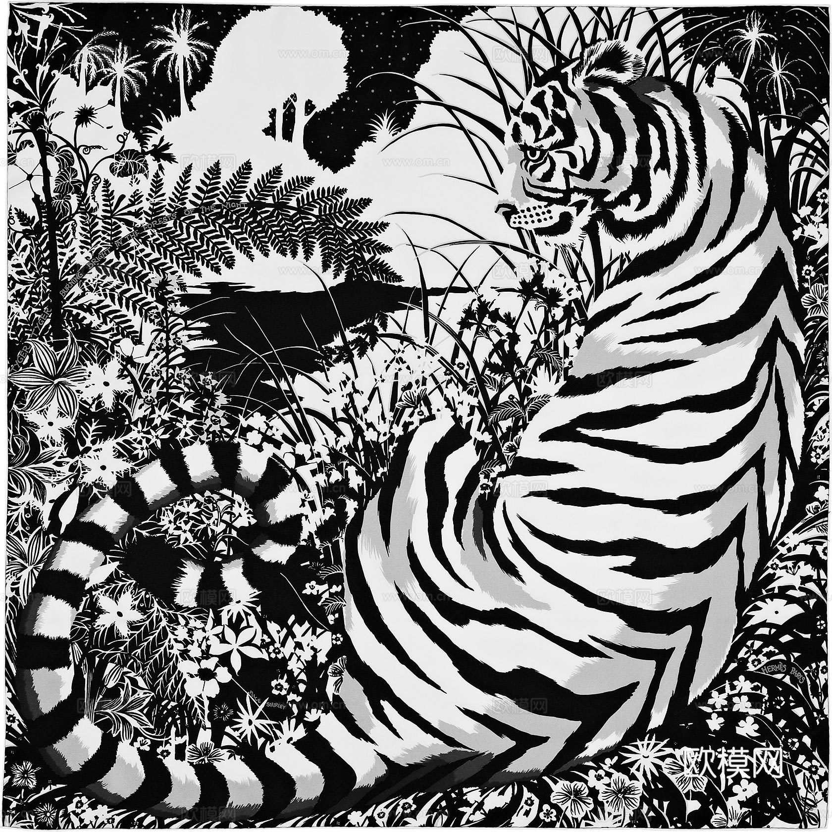 爱马仕丝巾印花图案手绘插画图集77下载