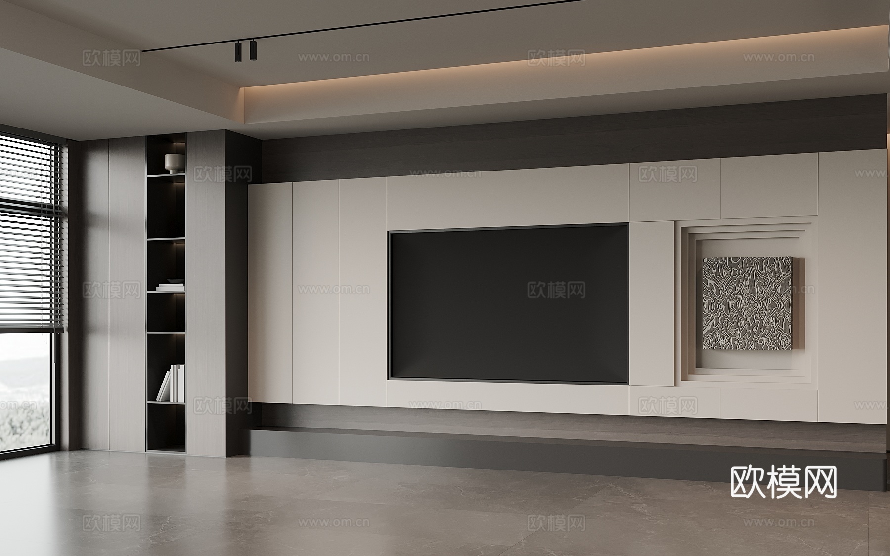 现代意式电视背景墙su模型