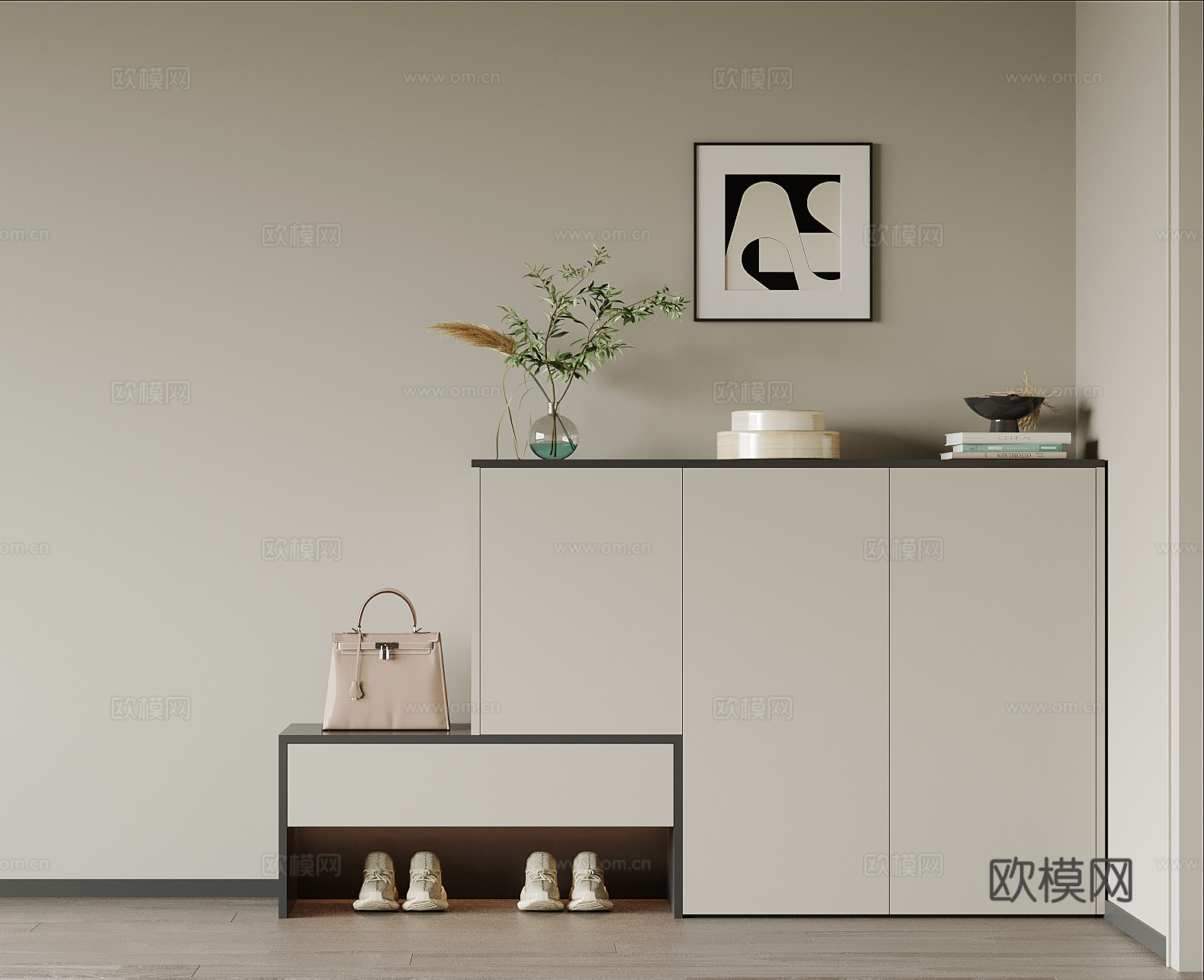 现代鞋柜 玄关柜su模型